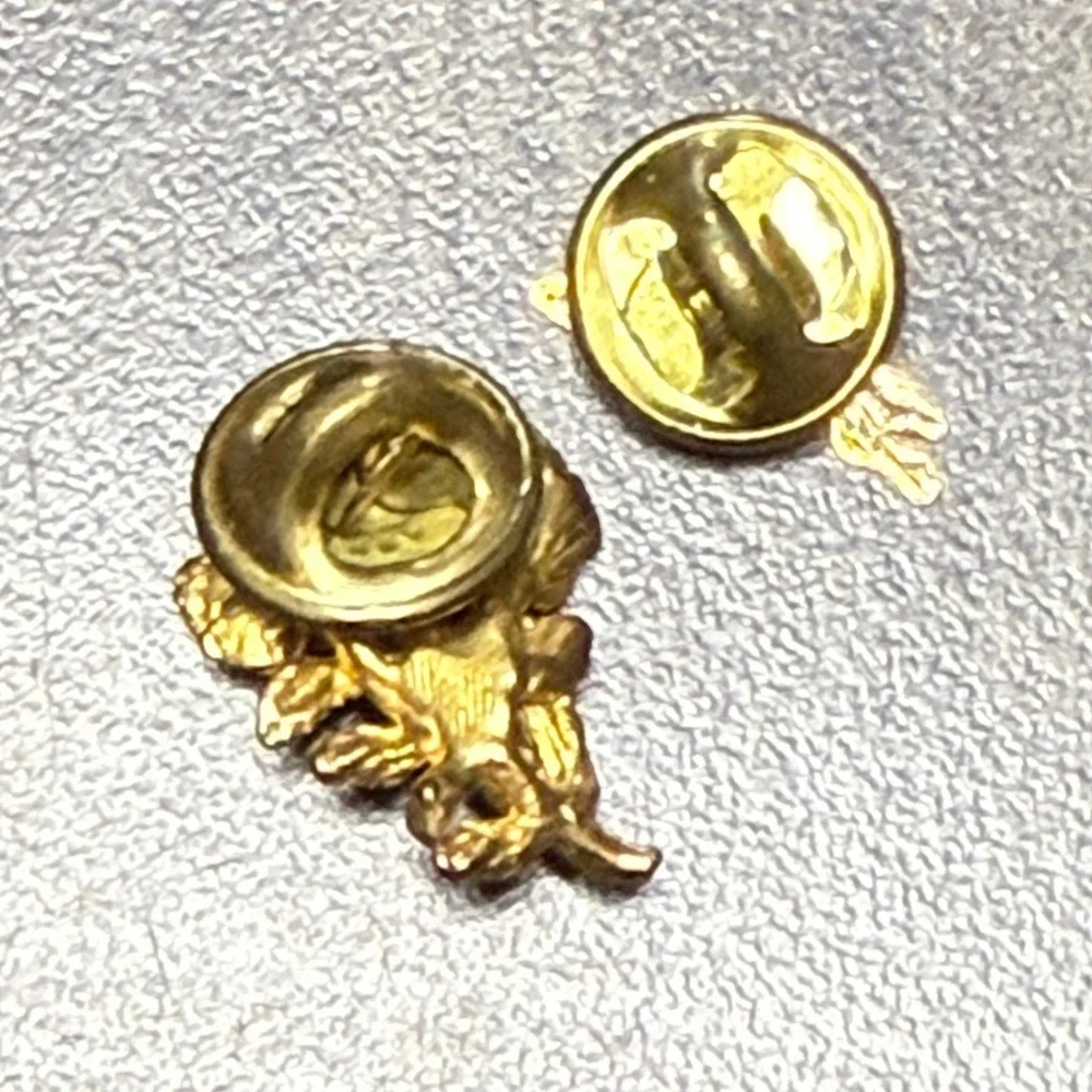 Ballou Floral Lapel Pins Gold Rose Bouquet Vintage‎ Made in USA Set